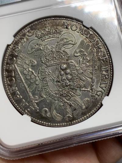 《竞宝斋》第430场 周日，周一，周二 3场连拍 （全场包邮） 冠军分 NGC MS63 德国 1761年  纽伦堡帝国自由城  弗朗茨一世 坐人 双头鹰 泰勒大银币 独年发型 极好状态