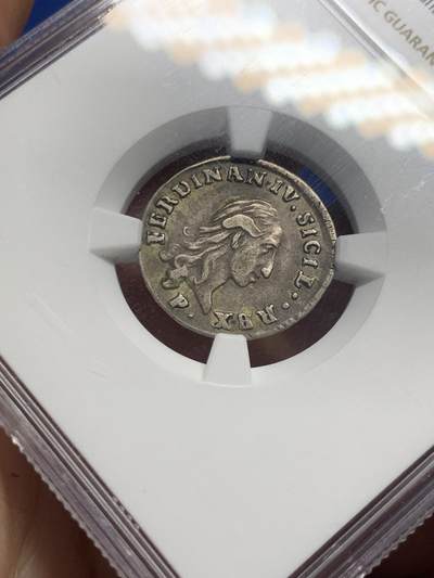 《竞宝斋》第430场 周日，周一，周二 3场连拍 （全场包邮） NGC XF 意大利1798年西西里岛早期银币 少见品种 来自珠宝移除 人像 字口 图案都很清晰 包浆自然