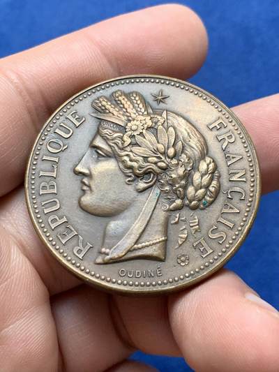 《竞宝斋》第430场 周日，周一，周二 3场连拍 （全场包邮） 法国谷物女神大铜章 44克 41mm 丰饶角铜标