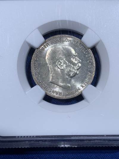 《竞宝斋》第430场 周日，周一，周二 3场连拍 （全场包邮） NGC MS63 奥地利1914弗朗西斯·约瑟夫一世1克朗银币 原光好品