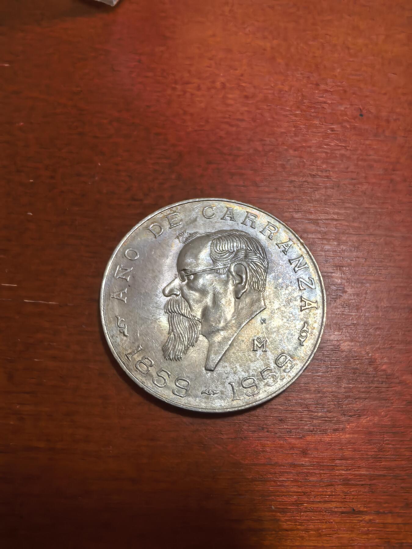 长老汇蛇年精选第六十五场拍卖 1959墨西哥卡兰萨诞辰5比索银币，18.05克720银，墨西哥城造币厂，未流通