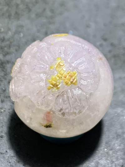精美亚光满冰飘糖心料战国红玛瑙手工俏色巧雕太阳花圆珠一个 - 精美亚光满冰飘糖心料战国红玛瑙手工俏色巧雕太阳花圆珠一个
