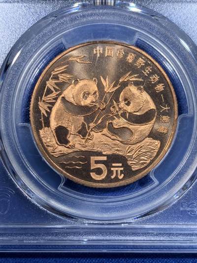 《竞宝斋》第430场 周日，周一，周二 3场连拍 （全场包邮） PCGS MS67RD 中国1993年珍惜野生动物-大熊猫5元纪念币