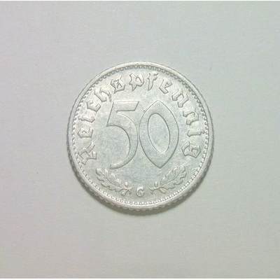 【旋风钱币】10月25日19:00准时开拍 精美欧洲币章、第三帝国钱币、精美项链等 全场包邮 稀年 德国第三帝国1941年G版50芬尼 极美品