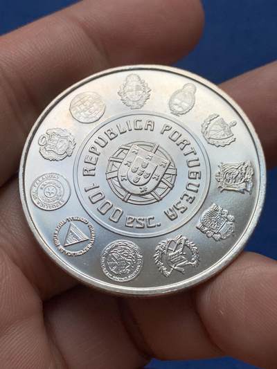 《竞宝斋》第430场 周日，周一，周二 3场连拍 （全场包邮） 葡萄牙2000年1000埃斯库多银币 27.2克
