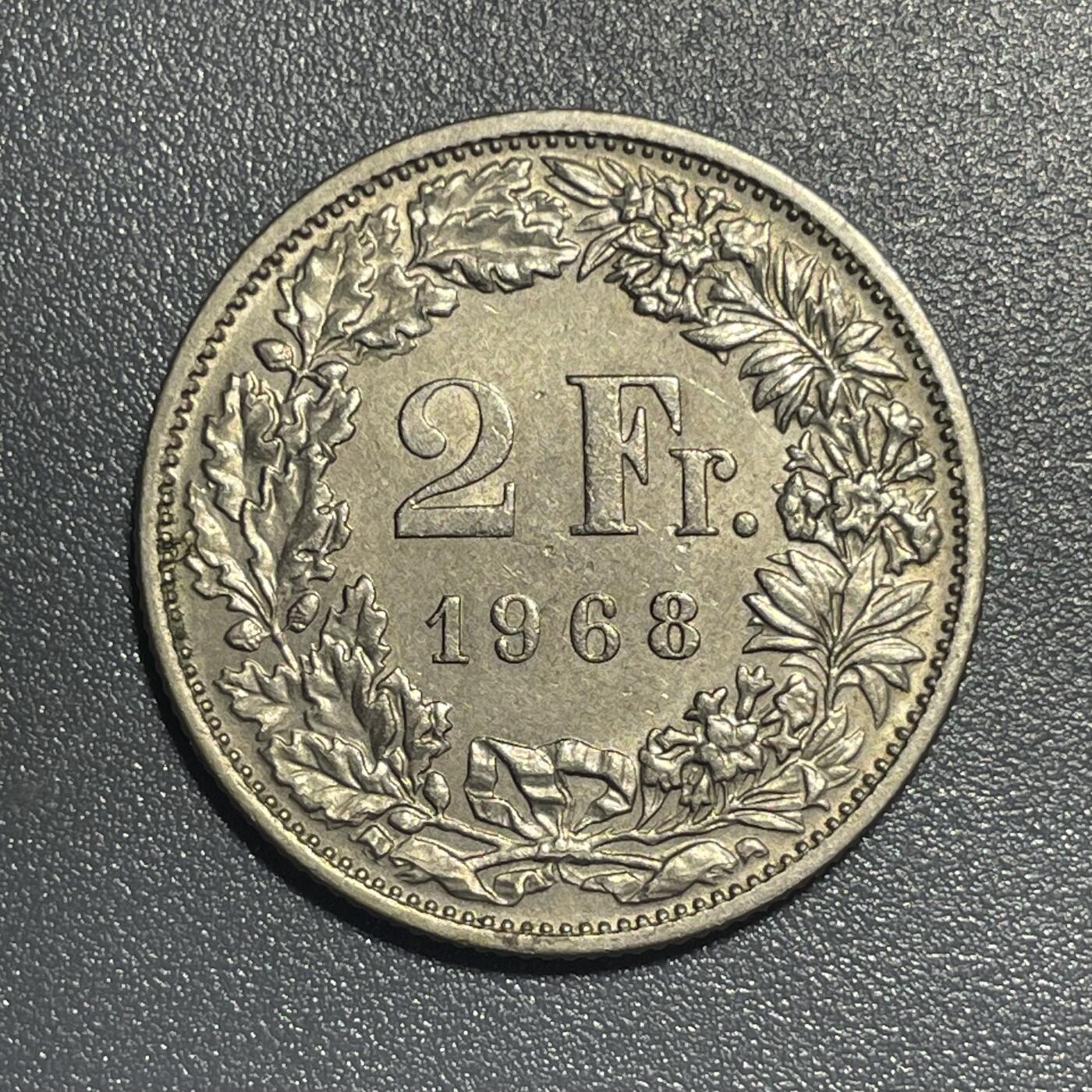 回流1019 瑞士1968年2法郎