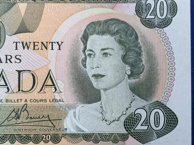 《竞宝斋》第430场 周日，周一，周二 3场连拍 （全场包邮） ACG 65EPQ 加拿大 1979年20元 女王