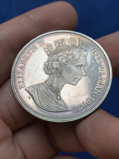 《竞宝斋》第430场 周日，周一，周二 3场连拍 （全场包邮） 马恩岛1997年探险家-莱夫·埃里克森的航行1克朗银币 925银 28.28克