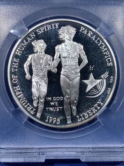 《竞宝斋》第430场 周日，周一，周二 3场连拍 （全场包邮） TQG PF67UC 美国1995年1元百年奥运-残奥会精制纪念银币 26.73g 900银