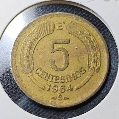 KK钱币收藏小铺  第356场  2月预留时间 周末发货 -  1964智利5分铜币