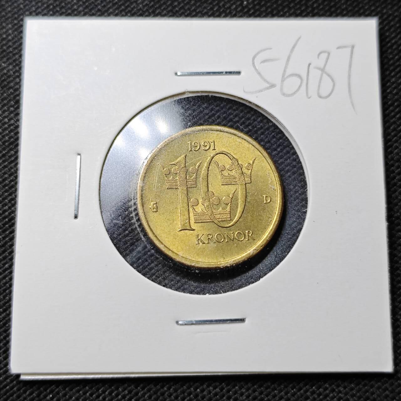 KK钱币收藏小铺  第356场  2月预留时间 周末发货  1991瑞典10克朗