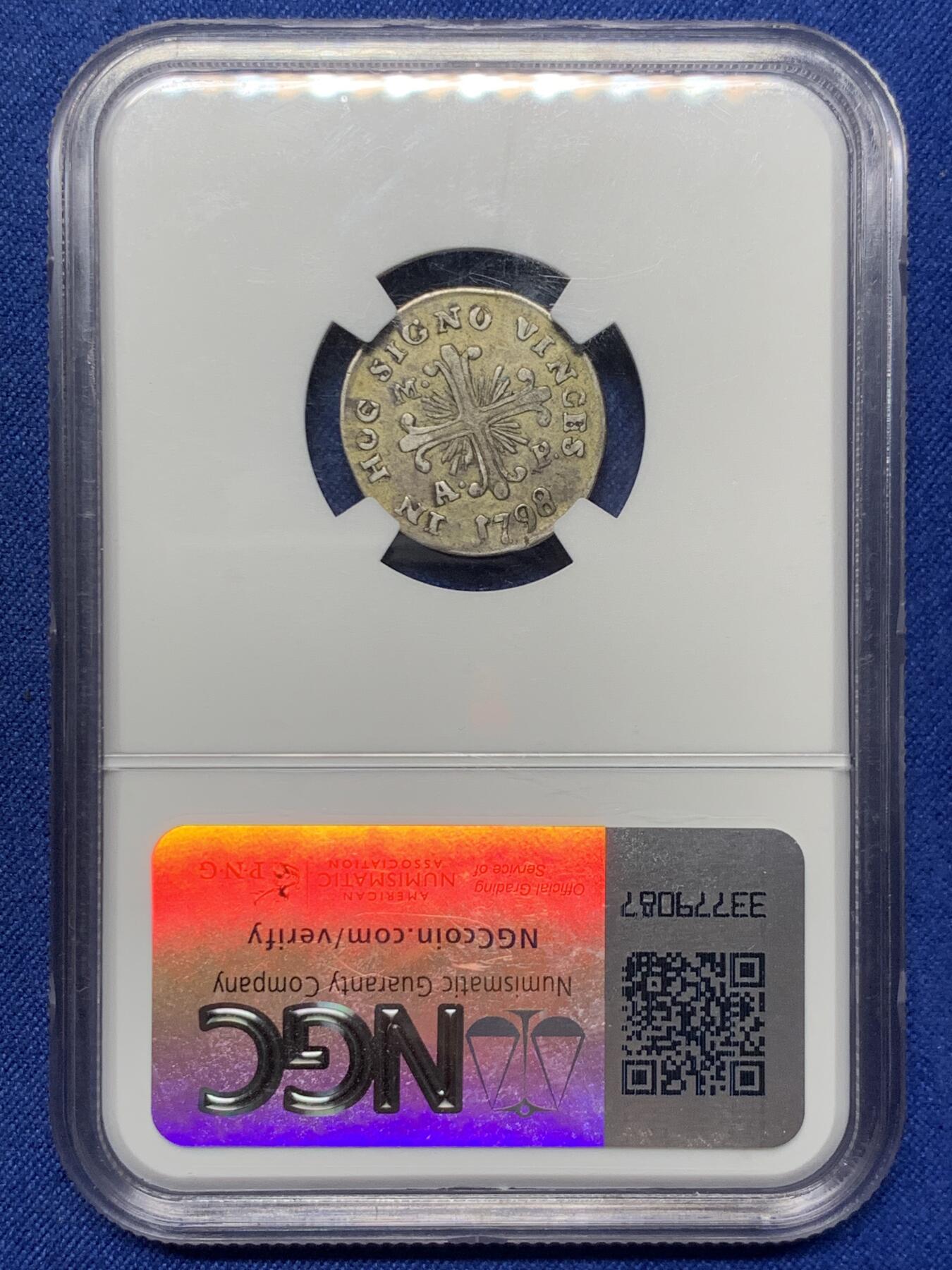 《竞宝斋》第430场 周日，周一，周二 3场连拍 （全场包邮） NGC XF 意大利1798年西西里岛早期银币 少见品种 来自珠宝移除 人像 字口 图案都很清晰 包浆自然