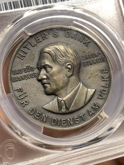 《竞宝斋》第430场 周日，周一，周二 3场连拍 （全场包邮） PCGS UNC 1934年德国 帝国 美属落榜生 集会挂章 加厚盒封装 非常少见的品种 细节见图