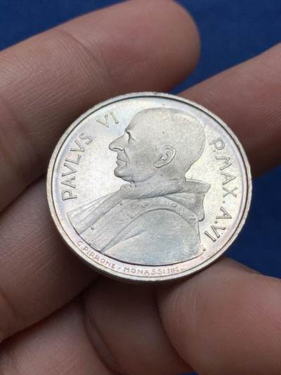 《竞宝斋》第430场 周日，周一，周二 3场连拍 （全场包邮） 梵蒂冈 1968年 教宗保罗六世-粮农组织 500里拉 纪念银币 11克 原光MS品相