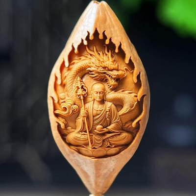 听雨轩（2）竹木核雕专场 - 橄榄核雕 2.0地藏王 单粒