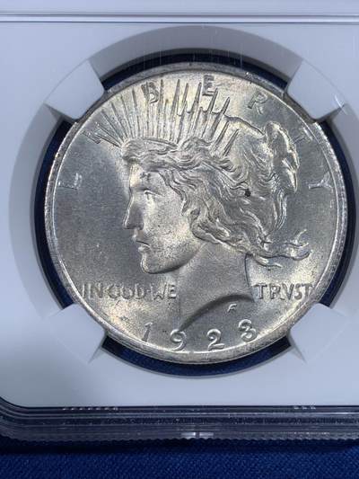 《竞宝斋》第430场 周日，周一，周二 3场连拍 （全场包邮） NGC MS65 美国1923年和平1美元银币 上65分不容易