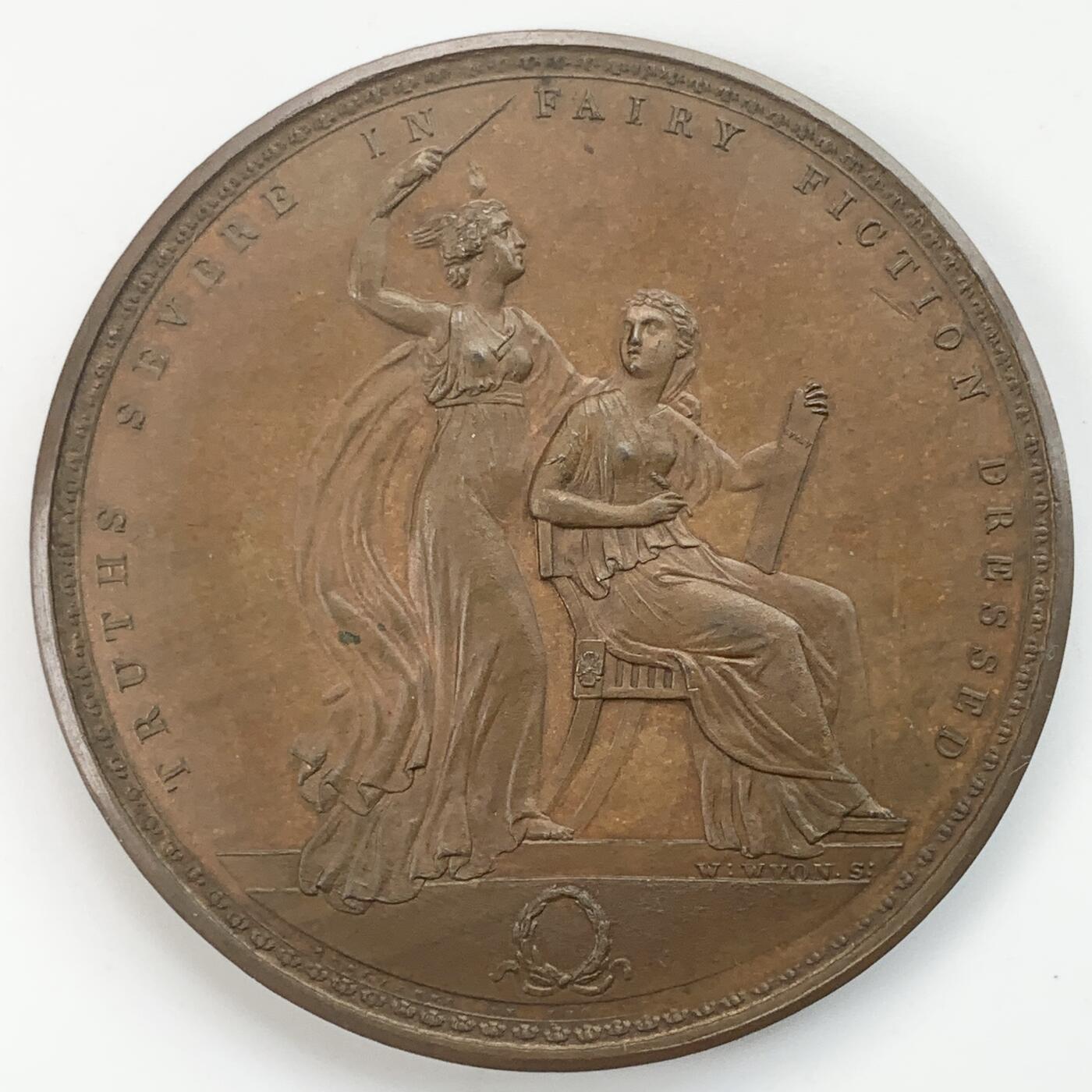 掌中浮雕-藏着的欧洲第038场 1824年英国诗人司各特铜章，W. Wyon雕刻.，54 mm