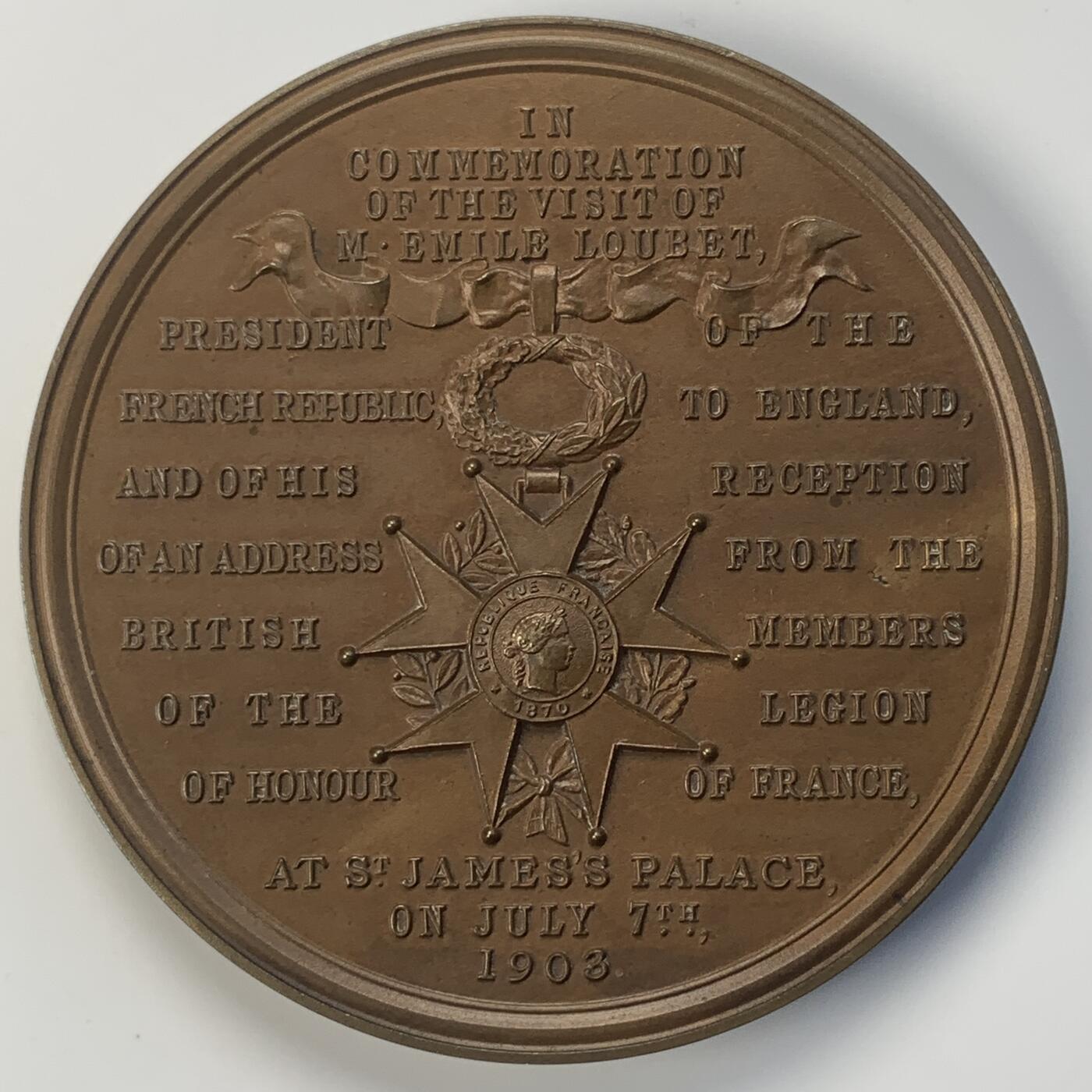掌中浮雕-藏着的欧洲第038场 1903年法国总统埃米尔·卢贝访问英国纪念，64mm，原盒有破损