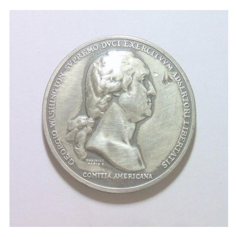 美国纪念1776年 华盛顿总统波士顿战役 高浮雕精制大白铜章 40MM