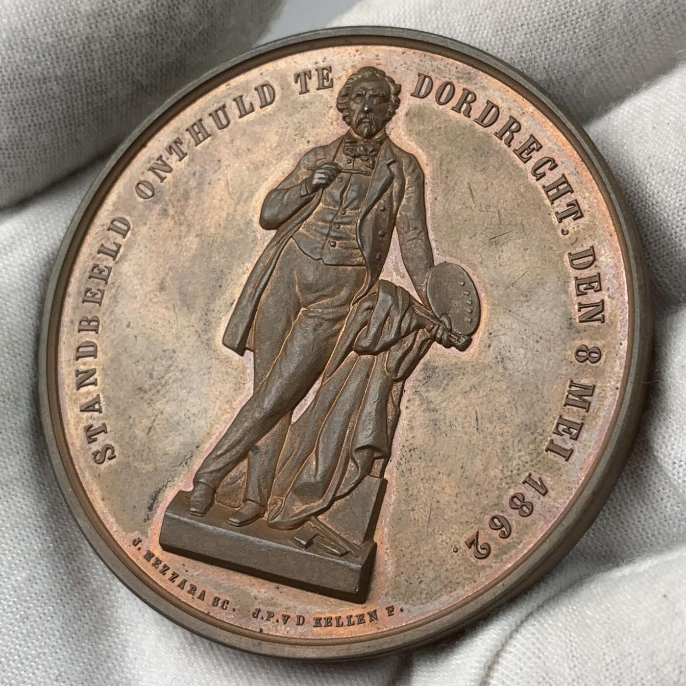 掌中浮雕-藏着的欧洲第038场 1862年荷兰画家Ary Scheffer雕像在Dordrecht揭幕铜章，58mm
