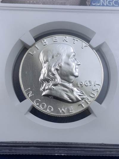 《竞宝斋》第430场 周日，周一，周二 3场连拍 （全场包邮） NGC PF67 美国1963年富兰克林50分银币 PF精制币 富兰克林标签
