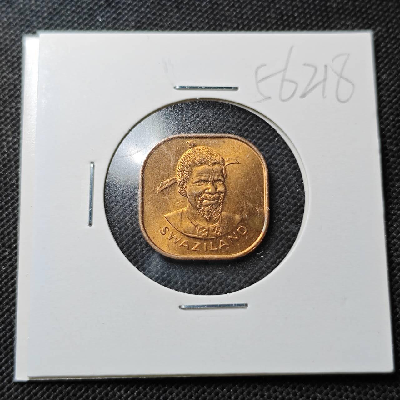 KK钱币收藏小铺  第356场  2月预留时间 周末发货  1975斯威士兰2分铜币 好品