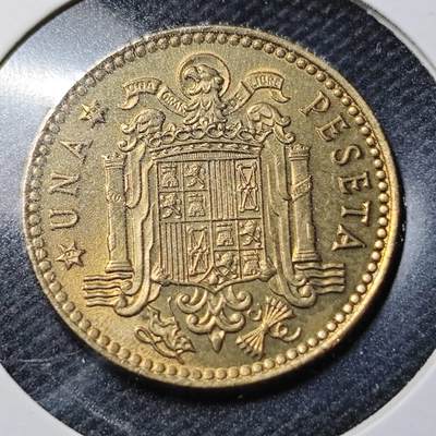 KK钱币收藏小铺  第356场  2月预留时间 周末发货 -  1975西班牙1比塞塔 好品铜币