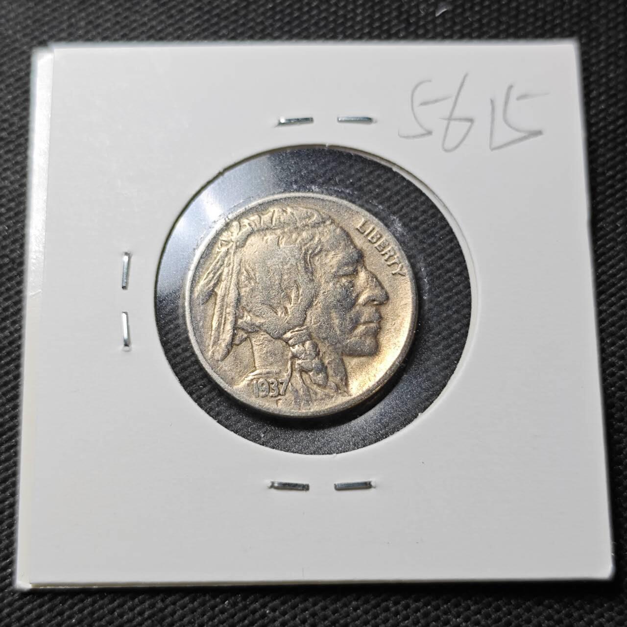 KK钱币收藏小铺  第356场  2月预留时间 周末发货  1937美国5分镍币 年份清楚