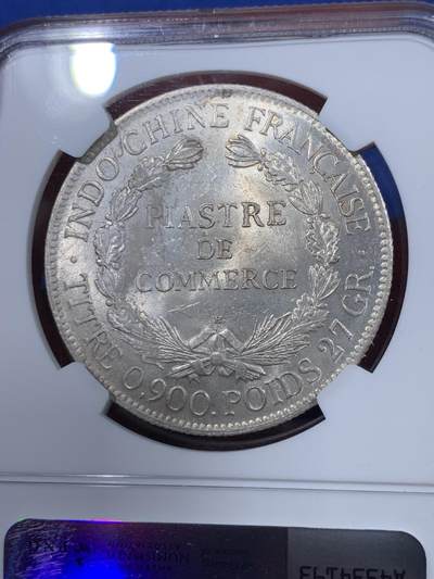 《竞宝斋》第430场 周日，周一，周二 3场连拍 （全场包邮） NGC UNCD 法属印支 1921H 坐洋 1皮亚斯特 银币 细节光度都不错