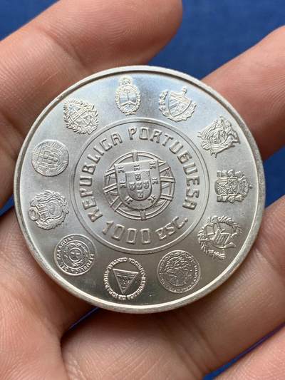《竞宝斋》第430场 周日，周一，周二 3场连拍 （全场包邮） 葡萄牙2000年1000埃斯库多银币 27.2克