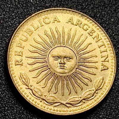 泉币菌-第114场-精品福利场 - 阿根廷1比索黄铜太阳神 直径22mm