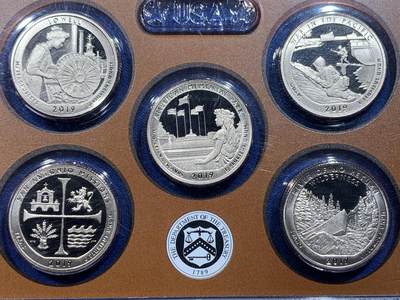 《竞宝斋》第430场 周日，周一，周二 3场连拍 （全场包邮） 美国2019年S版精制公园币-5枚