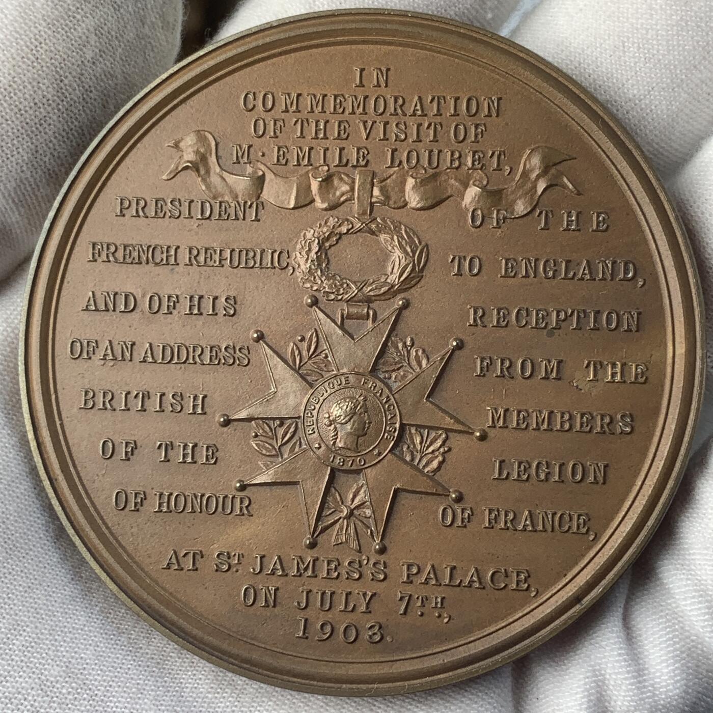 掌中浮雕-藏着的欧洲第038场 1903年法国总统埃米尔·卢贝访问英国纪念，64mm，原盒有破损