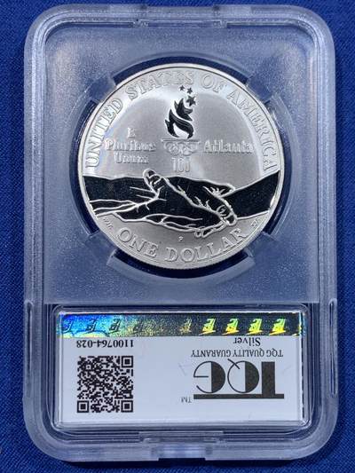 《竞宝斋》第430场 周日，周一，周二 3场连拍 （全场包邮） TQG PF67UC 美国1995年1元百年奥运-残奥会精制纪念银币 26.73g 900银