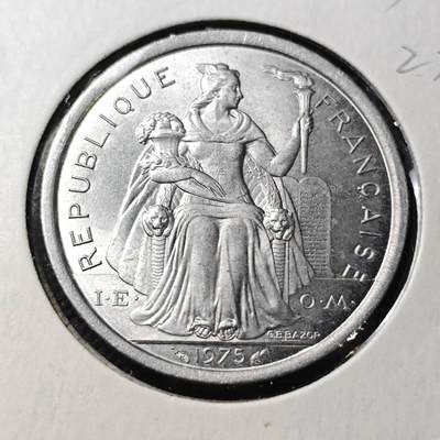KK钱币收藏小铺  第356场  2月预留时间 周末发货 -  1975法属波利尼西亚2法郎 好品