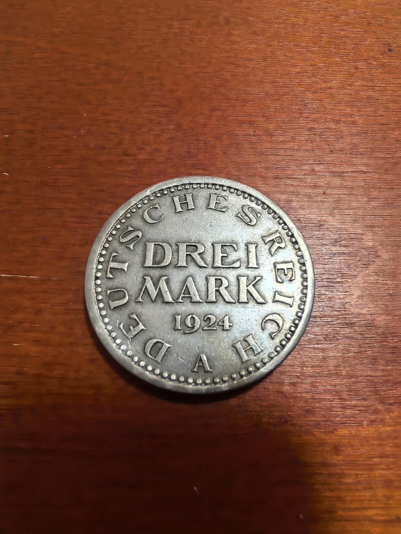 长老汇蛇年精选第六十五场拍卖 1924A魏玛德国3马克银币，克书MS63分180美金