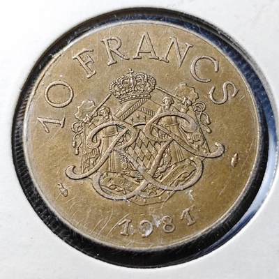 KK钱币收藏小铺  第356场  2月预留时间 周末发货 -  1981摩纳哥10法郎