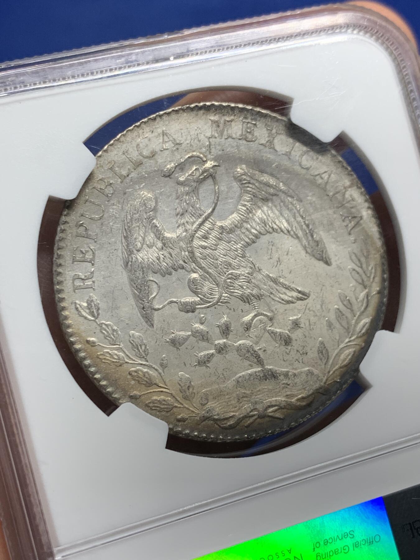 《竞宝斋》第430场 周日，周一，周二 3场连拍 （全场包邮） NGC MS61 墨西哥 1896/1GO/AS 鹰洋8R银币 少见骑字版