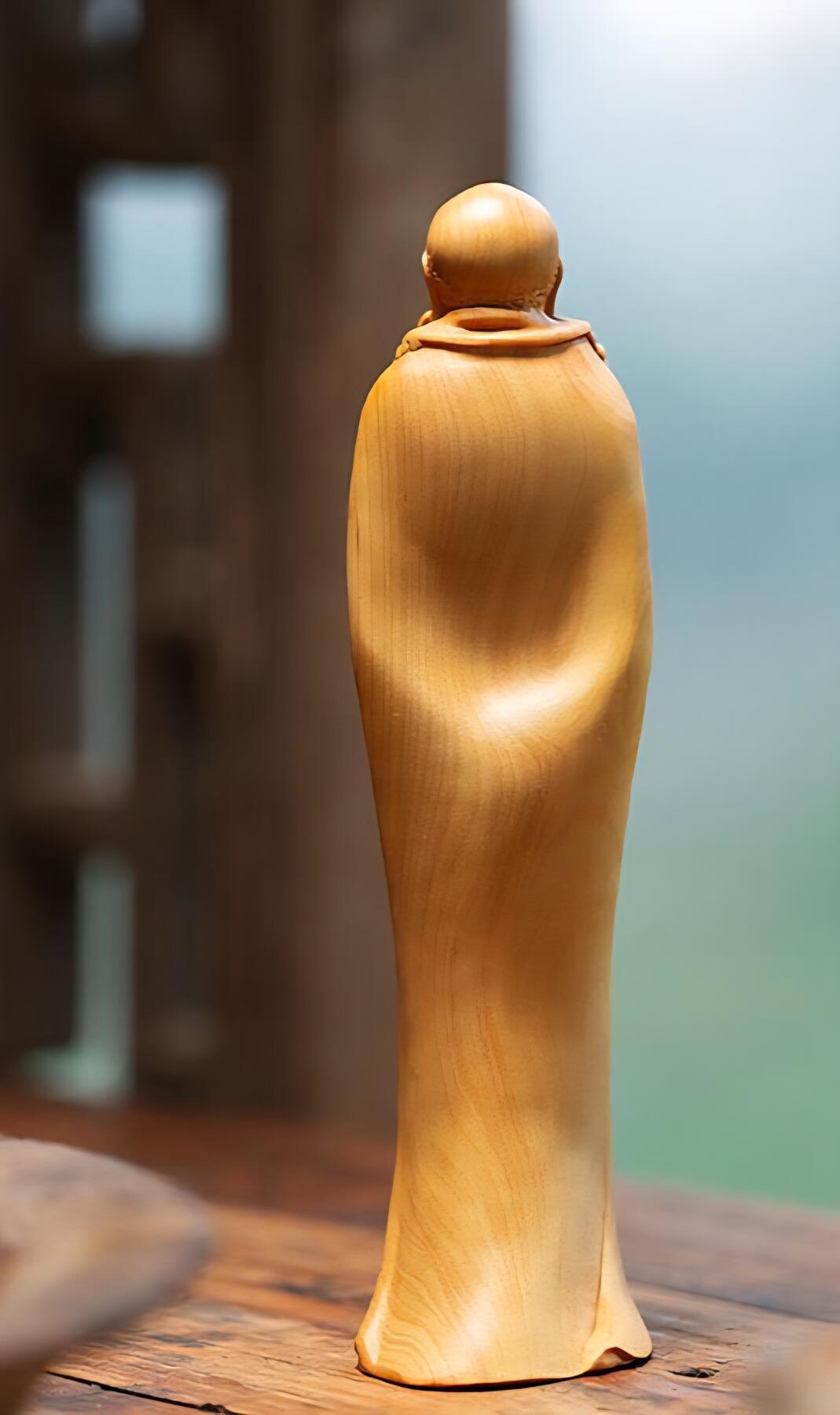 天然黄杨木雕达摩祖师 约12cm
