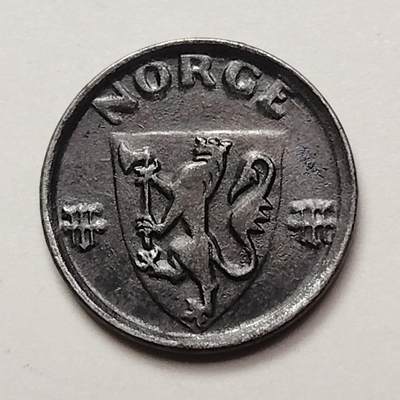 布加迪🐬～世界钱币(上海)🌾第 252 期 /  各国套币和散币 - 挪威🇳🇴 1944年 1奥尔