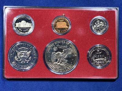 《竞宝斋》第430场 周日，周一，周二 3场连拍 （全场包邮） 美国1974年官方精制套币 含艾克大一元精制币！