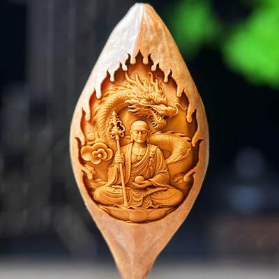 听雨轩（2）竹木核雕专场 - 橄榄核雕 2.0地藏王 单粒