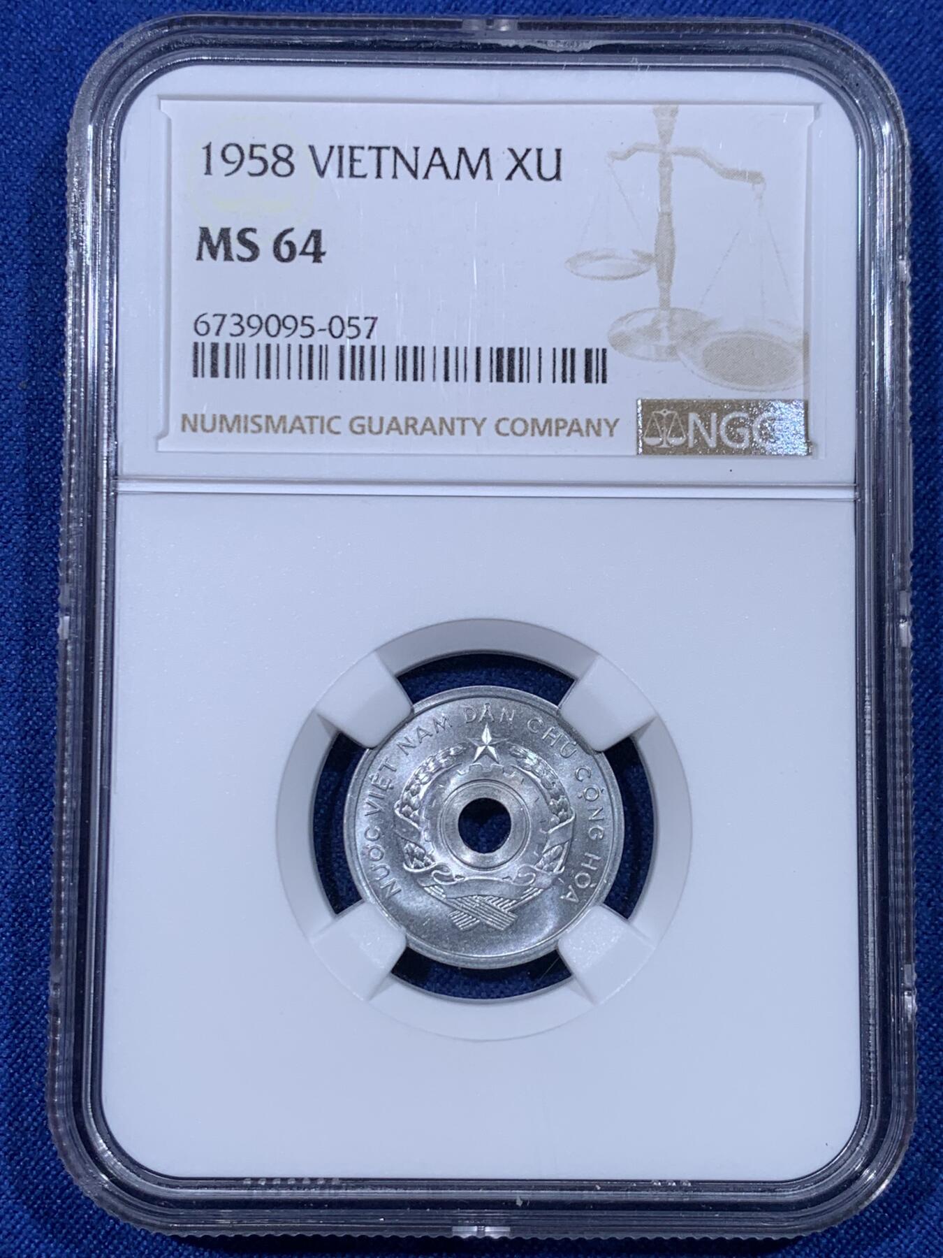 《竞宝斋》第430场 周日，周一，周二 3场连拍 （全场包邮） NGC MS64 越南 1958 1XU 铝币 光泽细节都非常好
