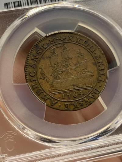 《竞宝斋》第430场 周日，周一，周二 3场连拍 （全场包邮） 亚军分 PCGS XF45  丹属西印度群岛 1764 腓特烈五世 24SK 稀有品种