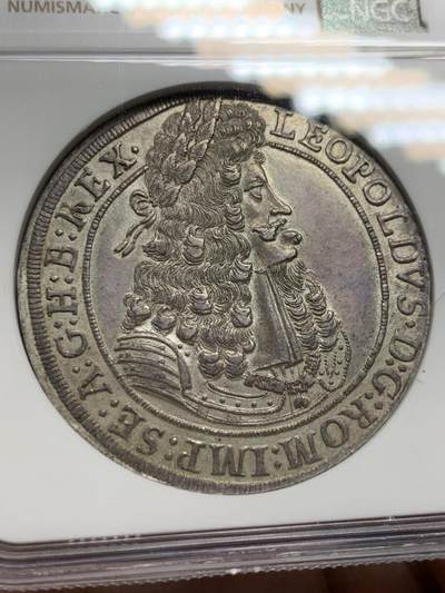 《竞宝斋》第430场 周日，周一，周二 3场连拍 （全场包邮） NGC UNC 神圣罗马帝国 哈布斯堡王朝1704年 利奥波德一世 猪嘴 泰勒大银币 打制深俊 很不错的品种