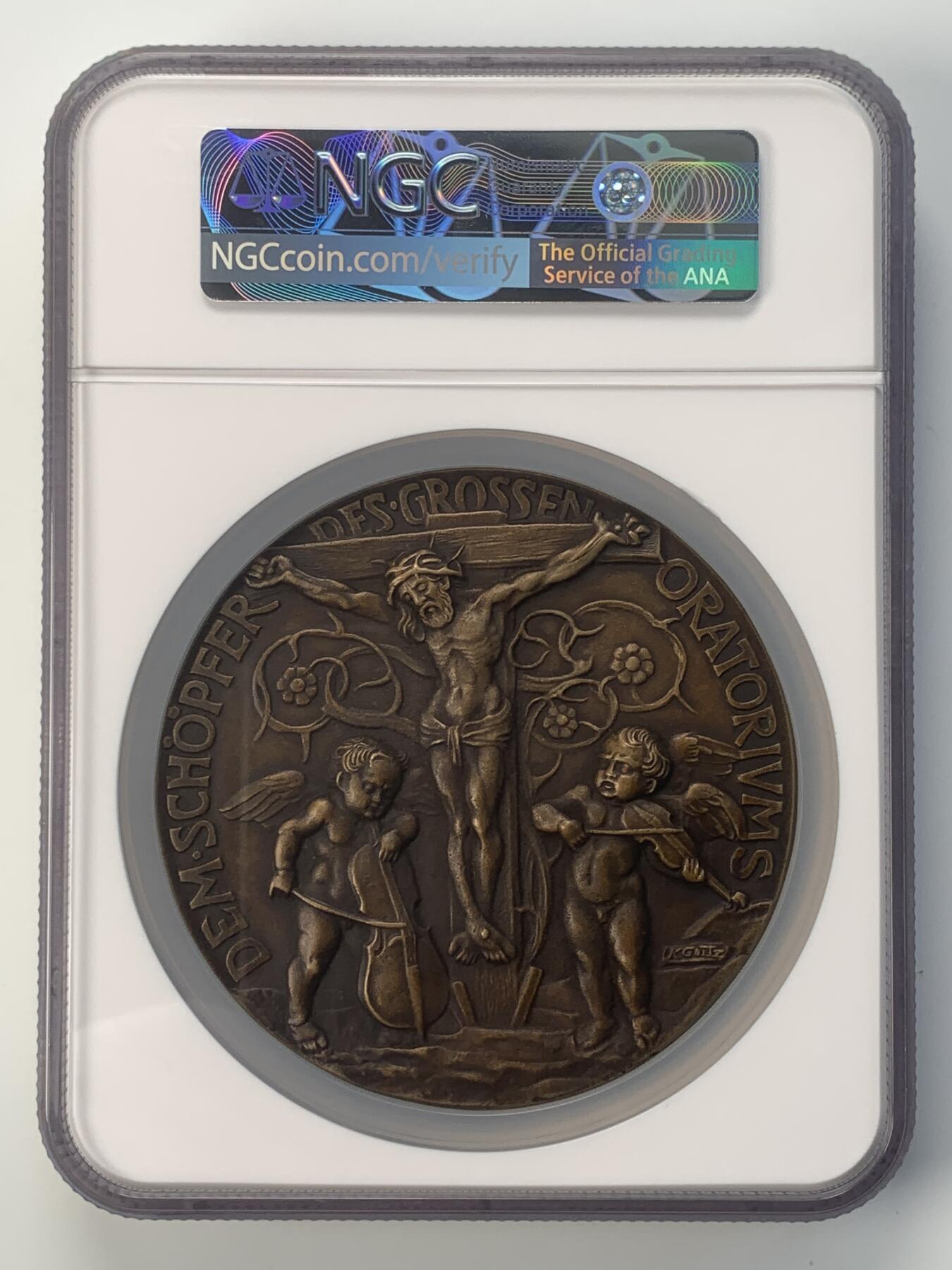 掌中浮雕-藏着的欧洲第038场 NGC MS64 : 1911年德国发行的匈牙利音乐家弗朗茨·李斯特诞辰100周年纪念铜章，大师卡尔.哥茨作品 ，90mm