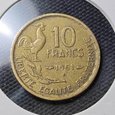 KK钱币收藏小铺  第356场  2月预留时间 周末发货 -  法国10法郎铜币