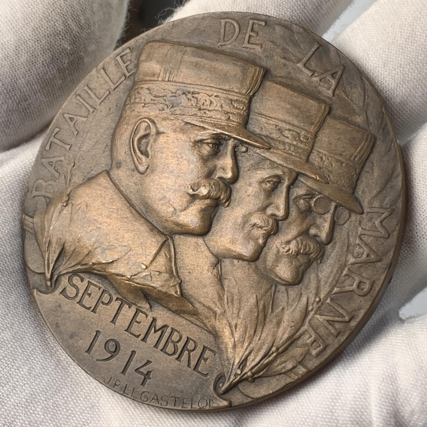 掌中浮雕-藏着的欧洲第038场 1914年法国一战系列马恩河战役纪念大铜章，68mm