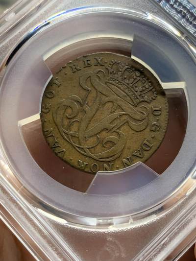 《竞宝斋》第430场 周日，周一，周二 3场连拍 （全场包邮） 亚军分 PCGS XF45  丹属西印度群岛 1764 腓特烈五世 24SK 稀有品种