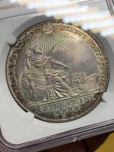 《竞宝斋》第430场 周日，周一，周二 3场连拍 （全场包邮） 冠军分 NGC MS63 德国 1761年  纽伦堡帝国自由城  弗朗茨一世 坐人 双头鹰 泰勒大银币 独年发型 极好状态